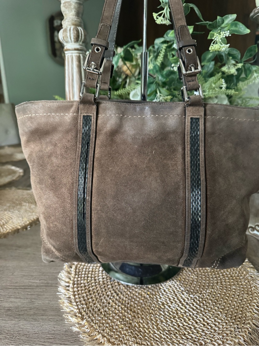 VINTAGE 2005 COACH Brown Suede Leather Tote Bag ATTENTION Collectors - Picture 5 of 10
